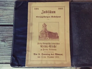 Antique 1931 Evangelical Lutheran Cross Church Program Booklet Christian Fresno - Picture 1 of 5