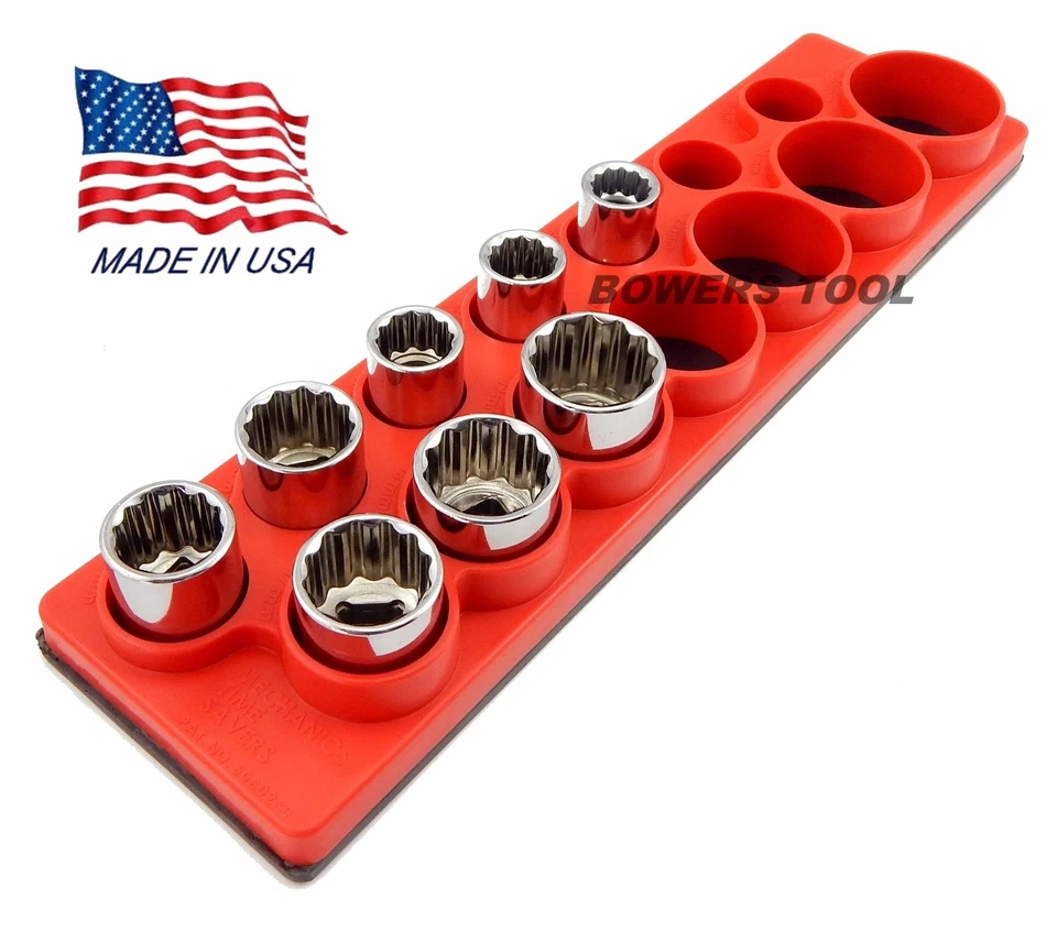 Mechanics Time Saver 1/2 Drive Magnetic SAE Shallow Socket Holder Organizer - Image 1 of 1
