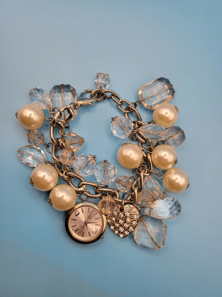 Vintage - Relógio/Pulseira Berloque Coração de Strass NY&C *Precisa de Bateria* - Imagem 1 de 4