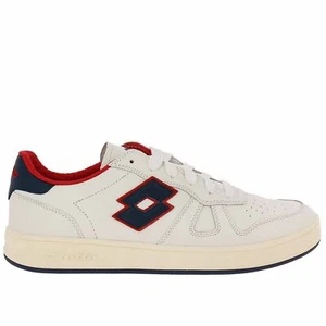 Scarpe LOTTO LEGGENDA Uomo Sneakers Signature in pelle T4572 WHITE OFF RED - Foto 1 di 4