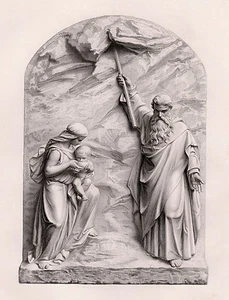 Fabuloso grabado religioso de Joseph Durham del siglo XIX "Striking the Rock" certificado de autenticidad enmarcado - Imagen 1 de 2