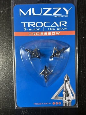 Muzzy Trocar Crossbow Broad heads 100 grain 3 blade - 3 Pack - New 100gr - Image 1 of 2