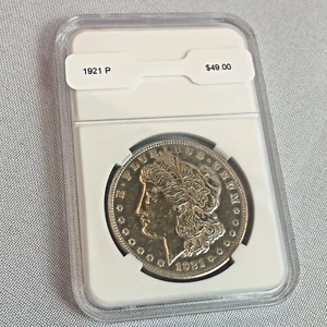 1921 P Morgan Silver Dollar Slabbed $1 Coin - Picture 1 of 3