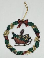 Vintage Russ Heirloom Collection No. 5918 Wreath W/ Sleigh Christmas Ornament