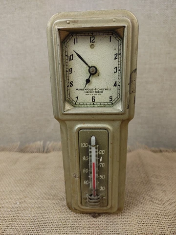 Vintage Minneapolis-Honeywell Chronotherm Thermostat Clock Mid-Century Art Deco Cover
