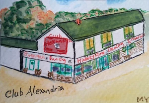 ACEO Original - Club Alexandria Watercolor 2.5 x 3.5 Signed by MY - Picture 1 of 2
