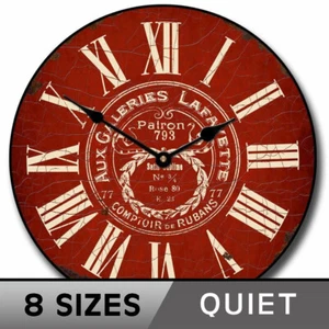 Vintage Galeries rote Uhr, große Wanduhr, ultra leise, 8 Größen lebenslange Garantie - Bild 1 von 5