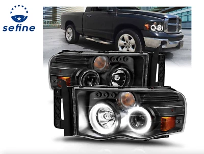 Faróis projetores Anzo halo preto âmbar claro para Dodge Ram 1500-2500-3500 - Imagem 1 de 4