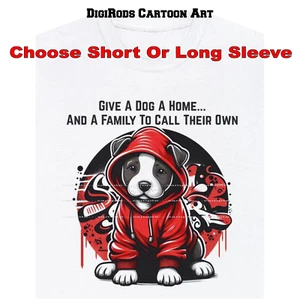 Pitbull Dog Breed Rescue Give Dog A Home Red Hoodie DigiRods Cartoon Car T Shirt - Picture 1 of 7