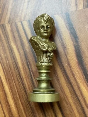 19e ANCIEN SCEAU CACHET BRONZE DORÉ CHÉRUBIN, PUTTI, ANGE, TRÈS JOLI TRAVAIL - Photo 1/4