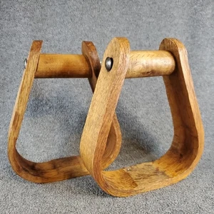 Par de estribos de madera de colección estribo de silla de montar decoración ecuestre de caballo de colección - Imagen 1 de 21