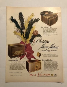 Vintage 1940’s RCA Victor Radios Christmas Magazine Ad 0C25 - Bild 1 von 3