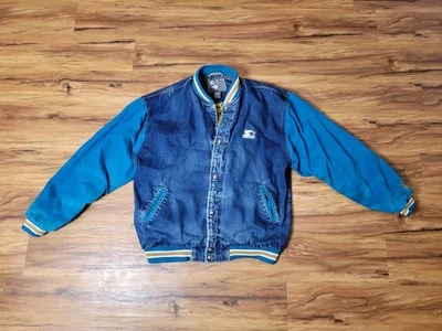 Chaqueta vaquera universitaria Starter Sport vintage rara envejecida forrada con edredón mediana  Foto 1 de 4