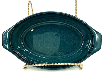 Plato de panadero Denby Greenwich Langley 8 7/8" ovalado Au gratinado gres verde Foto 1 de 4