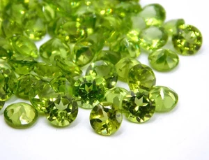 Natural Peridot 40 Pcs Round Cut 5 mm Certified Loose Gemstone Lot + Free Gift - Picture 1 of 8
