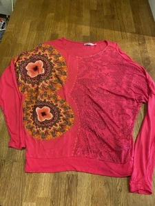 Desigual Pink Floral T Shirt 13/14 Small New No Tags - Picture 1 of 3