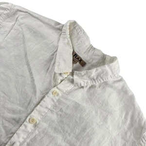 Flax Jeanne Englehart Women’s Linen Lagenlook Button-Down Shirt White • 1G - Picture 1 of 7