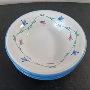 Set 4 ciotole zuppa/cereali Savoir Vivre Portofino blu 8" mai usate - Foto 1 di 6