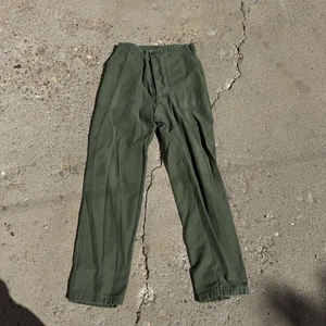 Pantaloni utility raso esercito americano vintage anni 70 militari OG-107 bottone mosca ALTERD - Foto 1 di 16