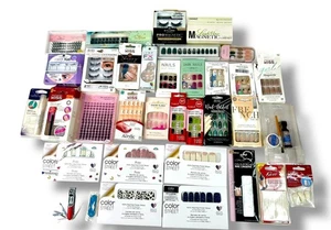 False Nails And Eyelashes Lash Extensions Lot Of 35 - Picture 1 of 8