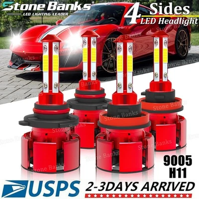 9005 H11 KIT de faros LED Combo Bombillas 12000K Alto Bajo Haz Super Brillante Blanco Foto 1 de 4