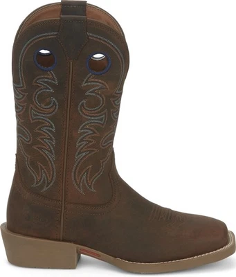 Justin Boots Muley Square Toe Water Buffalo Mens Brown Cowboy Western Boots
