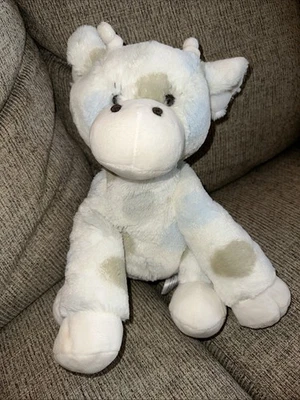 Brinquedo de pelúcia Little Giraffe 2020 branco cinza manchas azuis 11" Lovey Cow - Imagem 1 de 4