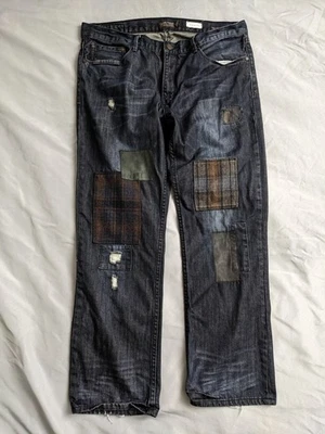Black Brown 1826 Jeans Mens Size 36X30 Blue Dark Wash Patchwork Distressed - Image 1 of 4