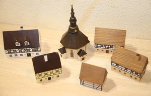 Naumann arte popolare legno 6x case fatte a mano Monti Metalliferi dimensioni circa 1:87 - Foto 1 di 11