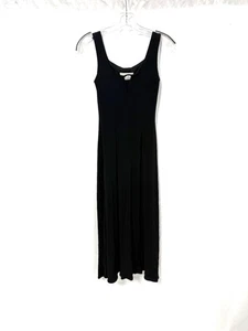 Vintage Cache Dress Fit Flare Solid Black LBD Swing Hem Rayon Sleeveless Size 2 - Picture 1 of 7