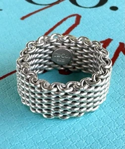 Authentic Tiffany & Co Sterling Silver Somerset Mesh Band Ring Size 5 - Picture 1 of 4