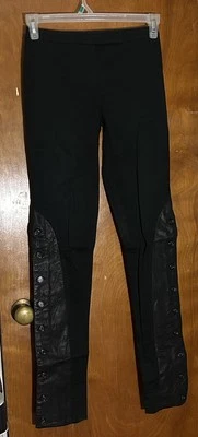 John Richmond 'X' Pants Skinny Black Leather Button Detail Women’s Size 4 - Image 1 of 4