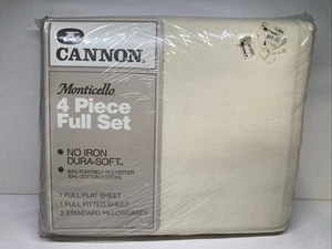 Vintage Kanone Monticello 4 Stk. Komplettes Lakenset Creme ohne Bügel Neu aus altem Lagerbestand - Bild 1 von 11