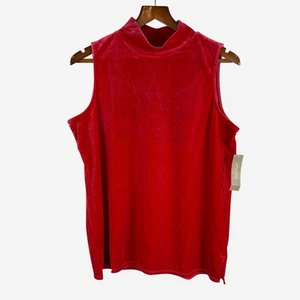 Chicos Sleeveless Velvet Cowl Top Size L Large Red Stiletto Holiday Evening NEW - Picture 1 of 8
