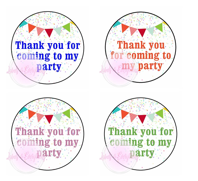 Thank You For Coming To My Party Stickers Birthday Bag Sweet Cone Gift Box  - Image 1 of 1