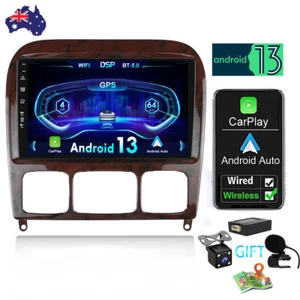 9"Car Stereo CarPlay Android 14 For Mercedes Benz S-Class W220 GPS Navi DSP 64GB - Picture 1 of 23