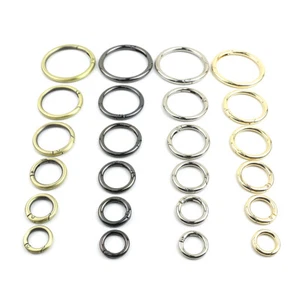 Round Carabiner Clip Push Gate Snap Open Hooks Spring Ring 10 12 15 20 25-50mm - Picture 1 of 13