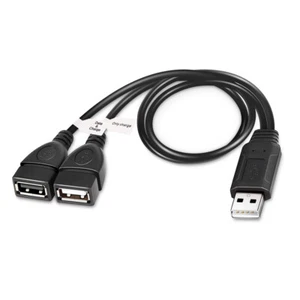 USB 2.0 Type A Male to Dual (2x) Female Data & Charge Extension Splitter Y Cable - Picture 1 of 1