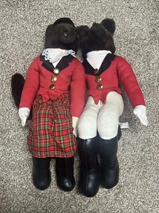 Hanford's INC Mr & Mrs Fox Huntsman English Equestrian Hunt Plush Set - Picture 1 of 8