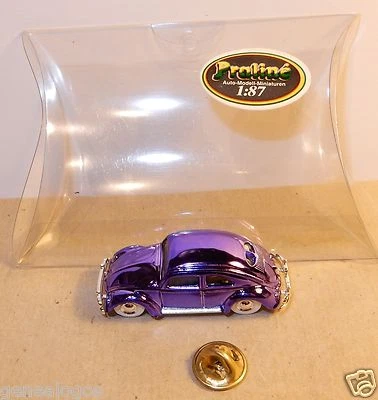 PIN'S BIJOU PRALINE HO 1/87 VW VOLKSWAGEN KÄFER COX VIOLET METAL BOX - Photo 1/3
