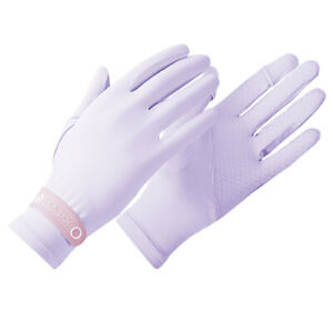1 Pair Lady Anti-UV Ice Silk Gloves Sunscreen Touch Screen Non-slip Mittens Soft