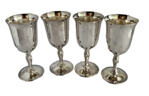 WM Rogers Weinkelch versilbert Weinrebe Stiel 8oz 4er Set Vintage - Bild 1 von 12