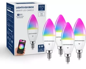 Smart Candelabra LED Bulbs 60 Watt Equivalent, 500LM 6W, E12 LED Bulb Compati... - Picture 1 of 6