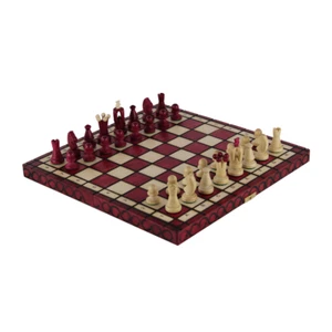 Art Deco Red Foldable Chess Set 14 Inch - Picture 1 of 5