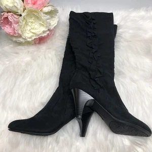 Connie black soft suede-like fabric boots stiletto Heel size 6 M MRP $249. - Picture 1 of 7