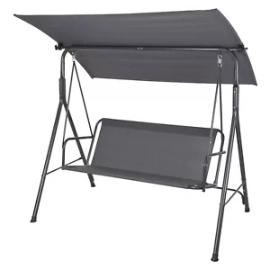Silla de banco columpio jardín exterior hamaca dosel con techo solar gris oscuro - Imagen 1 de 3