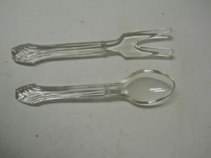 Vintage Imperial Glass Plume Salad Set 1930s - Depression Glass Fork and Spoon  - Picture 1 of 3