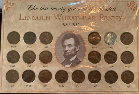 Lincoln Wheat-Ear Penny 1939 to 1958 Set Last Twenty Years of the Obsolete Cover