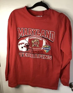 University Of Maryland Terrains Vintage T Shirt Men Medium Graphic Long Sleeve - Picture 1 of 8