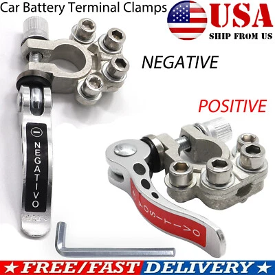 2 x Car Battery Terminal Wire Cable Clamp Quick Release Disconnect Brass Tinned - Image 1 of 4